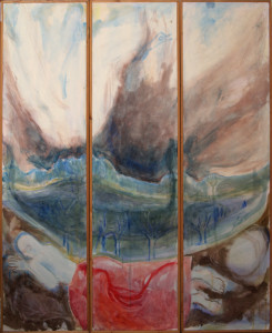 Triptych - Embrace - 2002 - Acrylic/mixed media on Screen - Wood & Canvas - 161 X 132cm