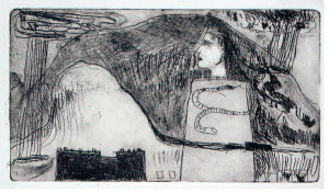 Snaky Tower - 1989 - Etching - 20 X 11 cm
