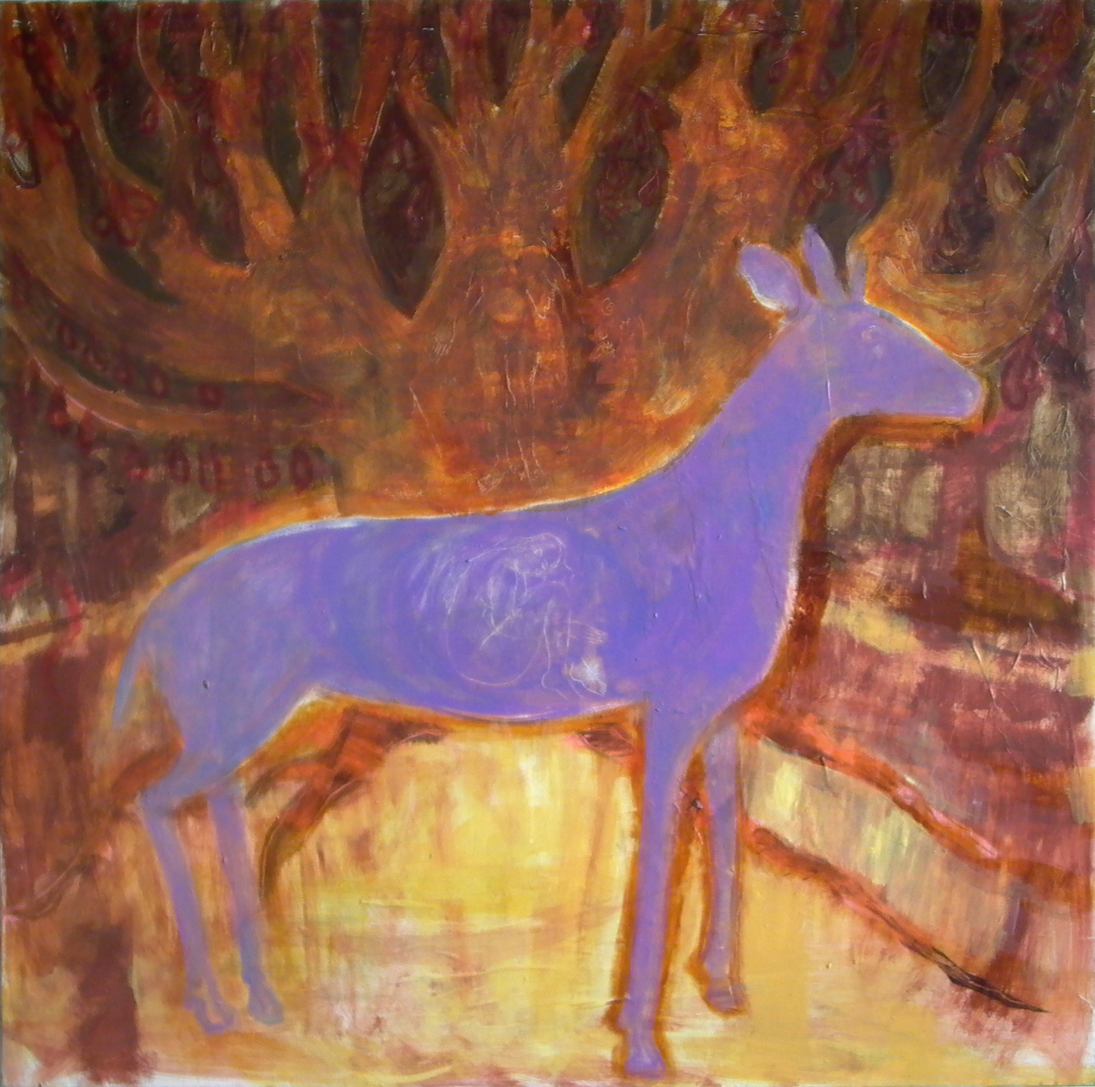 Deer Dear - 1994 - Acrylic, mixed media on canvas - 120 X 120 cm - Sold
